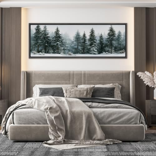 Image of MUDECOR Large Framed Canvas Print Wall Art Snowy Pine for Living Room