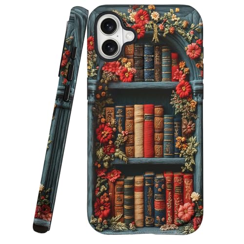 Mainrenka Bookshelf Gothic Art Phone Case for iPhone 16, Cute