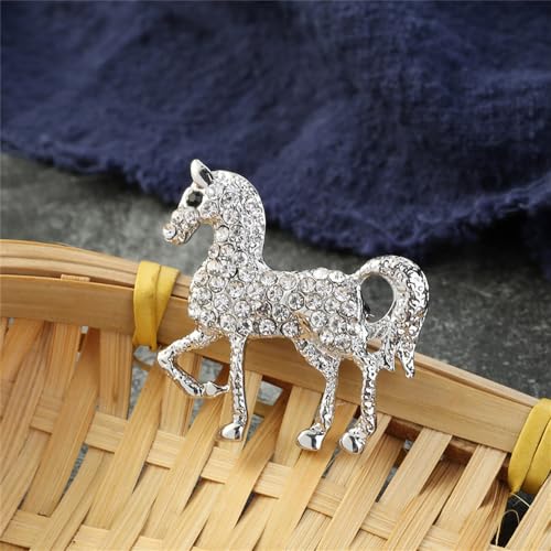 Image of Rhinestone Horse Animal Brooch Pin for Women Girls Men Fashion Crystal Pony Brooches Lapel Pins Cute Dress Accessories Holiday Party Race Jewelry Unisex Gift