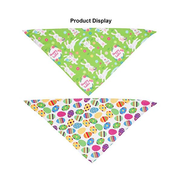 Adoggygo 4 pack easter dog bandana triangle dog scarf rabbit easter egg pattern pet bandana for small medium dogs pets - image 3