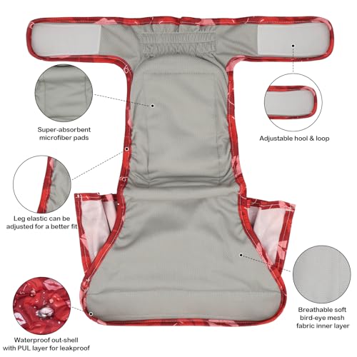 Image of Female Dog Diapers Reusable No Tail Hole Period Panties Washable Diapers Female for Docked-Tail Frenchie French Bulldog Boston Terrier Without Tail (2 Pack Regular+2 Pack Skirts) U-WWDQB06L