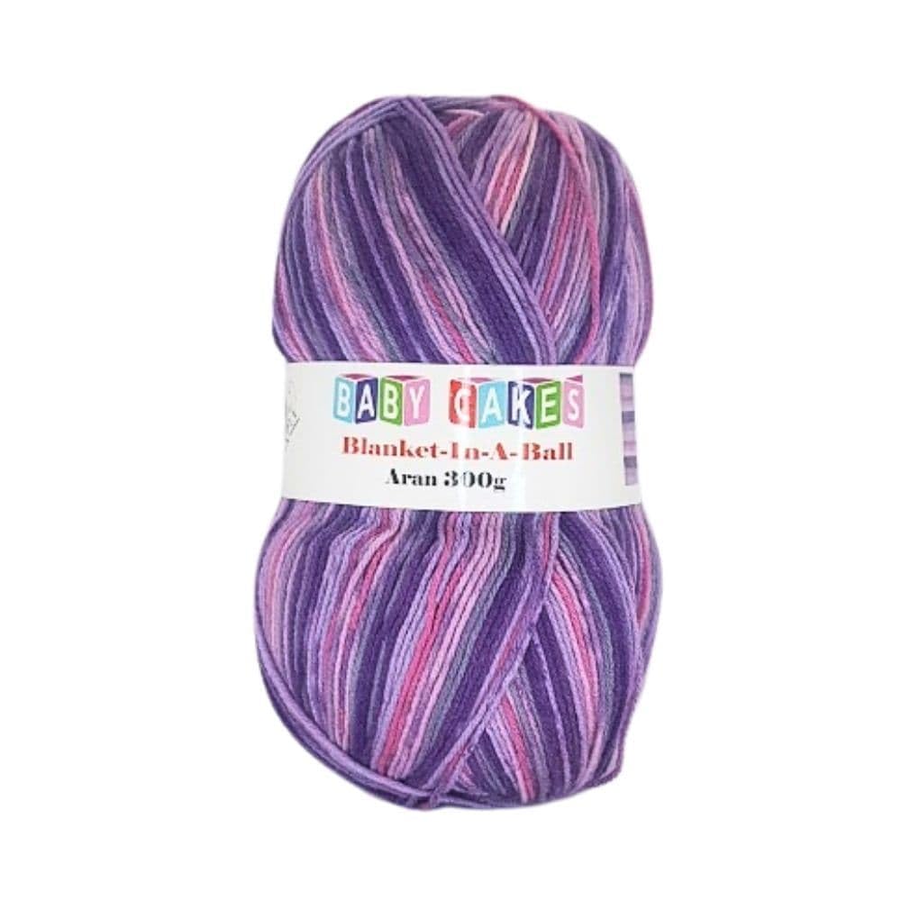 WoolCraft Baby Cakes Blanket in a Ball Aran Knitting & Crochet Yarn, Available in a Selection of Variegated Colours, 100% Acrylic, 636 Metres, 300g Balls, Pack of 10, Purple Rain