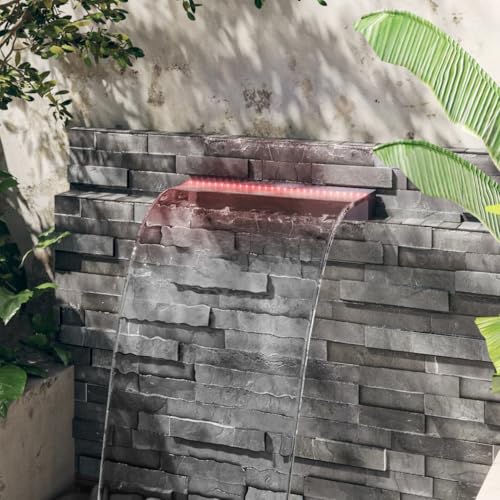Cascada para estanque Mangloder con luces decorativas para relajación en jardín 4