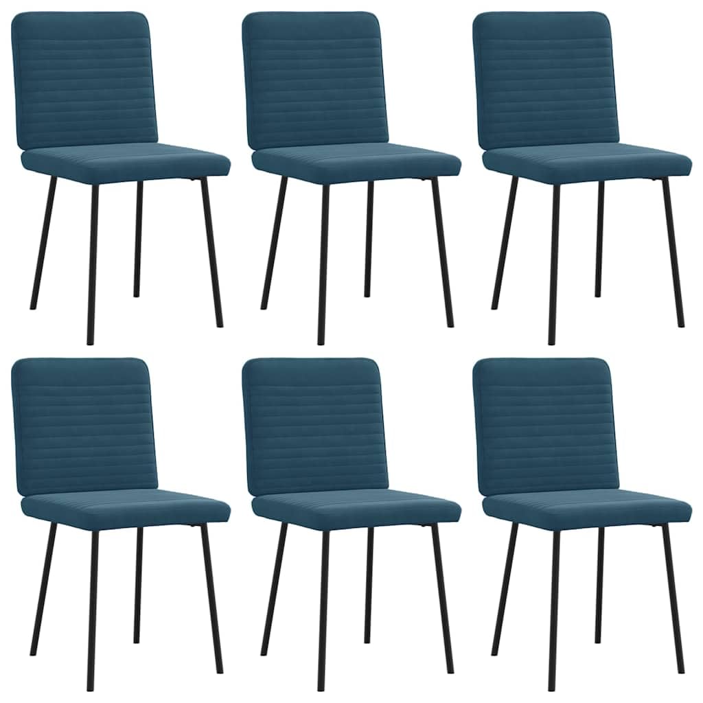 Krzesła do jadalni, 6 szt., niebieskie, aksamitne, tapicerowane, z ergonomicznym oparciem i wygodnym siedziskiem, wytrzymały stelaż metalowy i drewniany, idealne do jadalni, kuchni i salonu