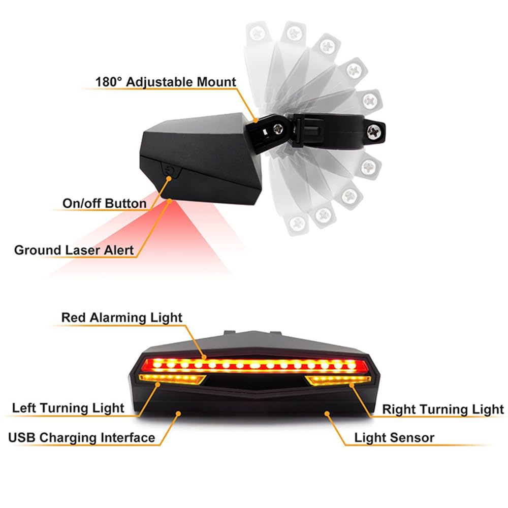 Światło LED roweru USB Taillight Rower Wireless Turn Light Tylne światło rowerowe Zdalne oświetlenie pasa ruchu Rower Tylne światła rowerowe