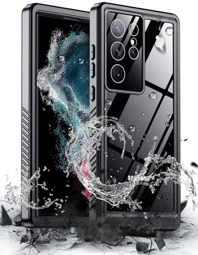 Hualele Designed for Samsung Galaxy S22 Ultra Case Waterproof Built-in Screen Protector Full Protection Heavy Duty Shockproof Anti-Scratched Rugged Case for Galaxy S22 Ultra 5G 6.8 2022 Black