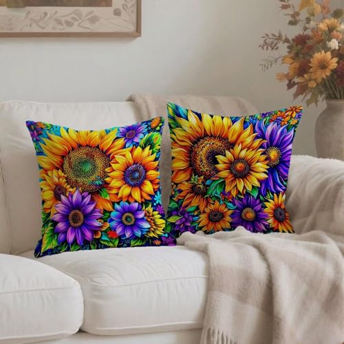 Housse coussin 65x65cm imperméable lin tournesol A-563 - 4