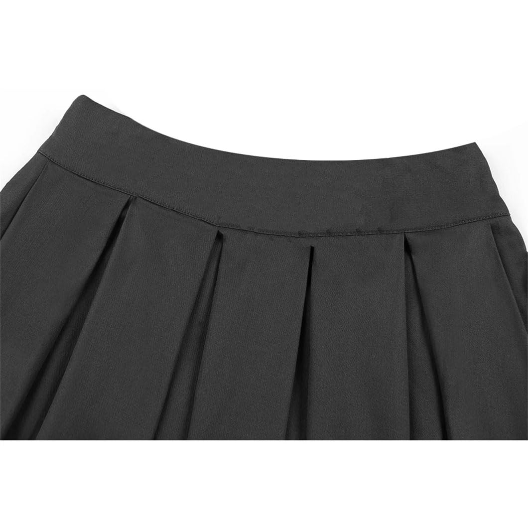 Rockabilly - Faldas lisas para mujer, estilo francés, cintura alta, estilo años 50/60, plisadas, estilo vintage