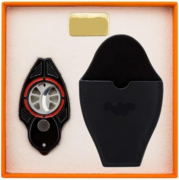 Cigar Cutter Large Diameter Scissors Semi Automatic Opening Closing Stainless Steel Metal Slicer Tool Portable Case(Black)