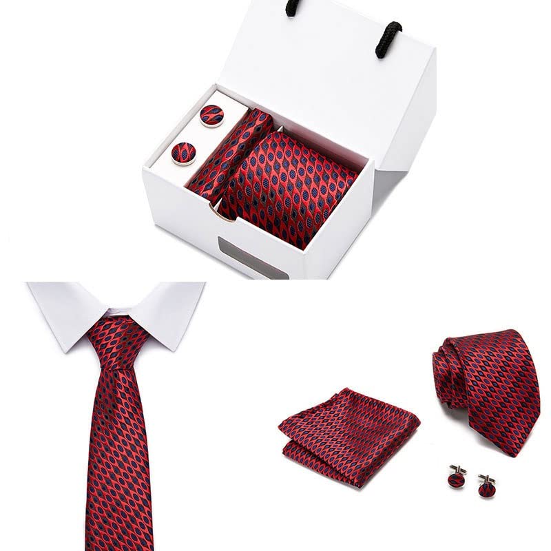 Set corbata de seda geométrica para hombre miniatura 3