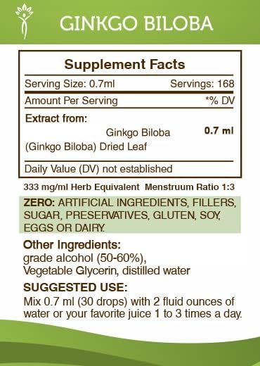 Miniatura 4 de Secrets of the Tribe Extracto de alcohol de tintura de ginkgo biloba, gotas de hierbas de alta potencia, tintura hecha de ginkgo biloba cognición