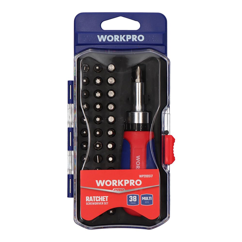 WORKPRO WP200517 38 Parça Profesyonel CR-V Cırcırlı Bits Tornavida Seti