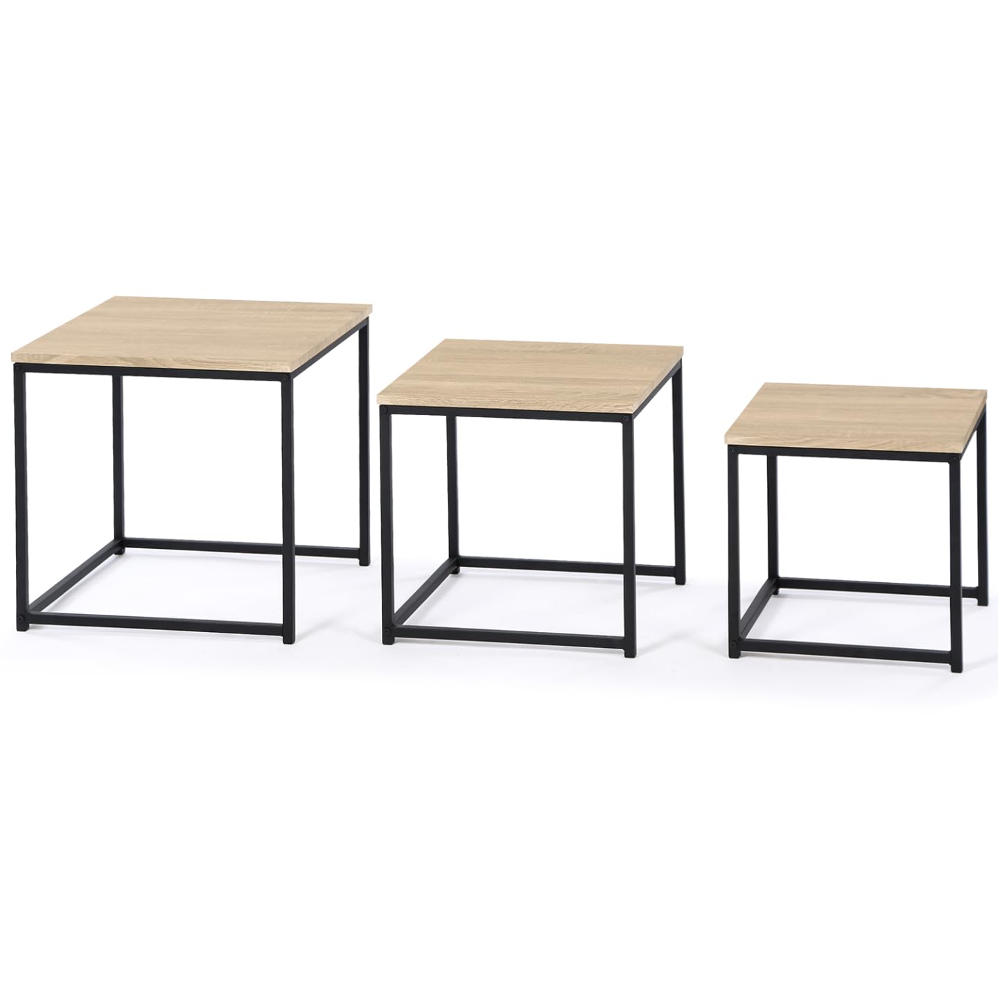 IDMarket - Lot de 3 Tables Basses gigognes Detroit 35/40/45 Design Industriel
