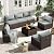 Tradare 7 Pieces Outdoor Patio Furniture Set, Wicker Patio Conversation Sectional Couch Set, All Weather PE Rattan Sofa with Glass Table and Grey Cushions