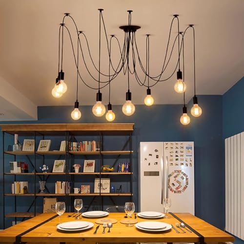 Lámpara de araña DIY 16 luces regulable en altura negro