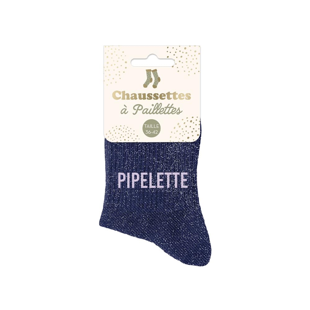 STC Glitter socks pipelette blue, Multicolored, M