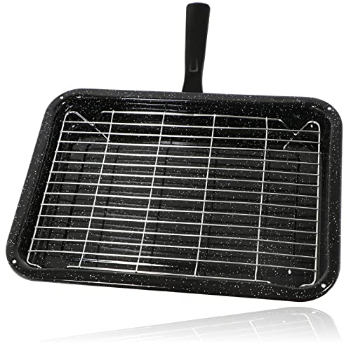Spares2go Small to Medium Grill Pan, Rack & Detachable Handle for Zanussi Oven Cookers (Non-Stick)