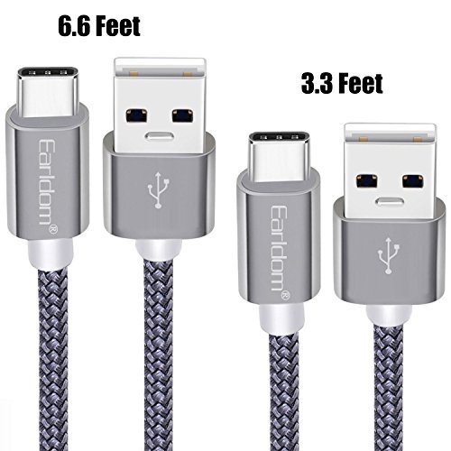 USB Type C Charger Cable, Earldom Nylon Braided USB A to C Fast Charging Cord Campatible Samsung Galaxy S8/S9/Plus/Note 8, LG V30 V20 G6 G5,Google Pixel XL 2,Nexus 6P 5X & More [6.6ft + 3.3ft]