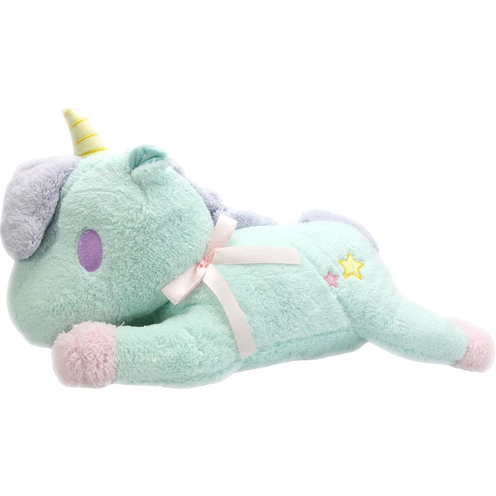 Aki Kumaya Dream World Fun Large Unicorn Cushion Stuffed Toy Fluffy Yume Cute (Blue) - blue