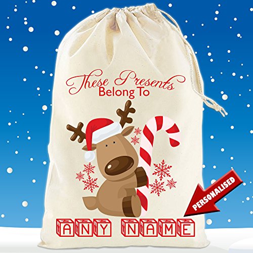 Boultons Graphics - Saco de Papá Noel Personalizable para bebé, Presentes de Color Rojo, XL - 75cm x 50cm