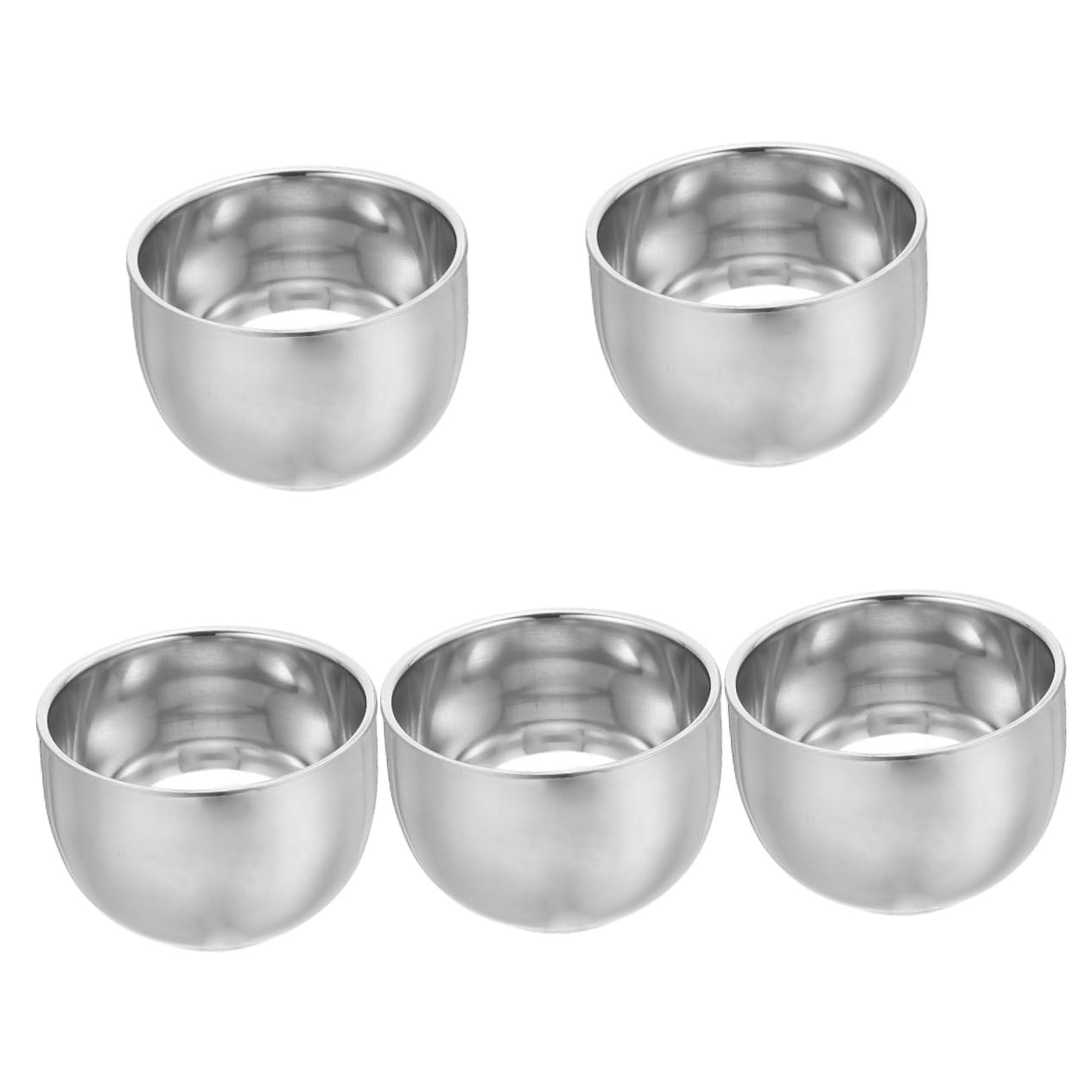 NULYLU 5pcs Stainless Steel Shaving Bowl for Men Double Layer Shave Mug Professional Shaving Container