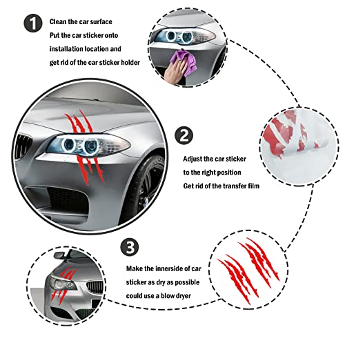 2Pcs Claw Mark Decals For Cars,Headlight Car Sticker ,Stripes Scratch Decal Vinyl For Sports Cars Suv Pickup Truck Window Motorcycles Ect (Red) #TOP2