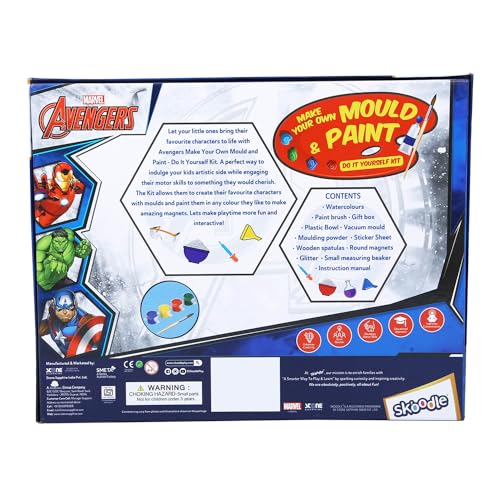 Image of SKOODLE Avengers Creative Kids Art and Craft Kit - Fridge Magnet Making DIY Toy for Ages 8 Years & Above, Fun Kids Activity - Includes Moulds and Paints for Endless Crafting Adventures