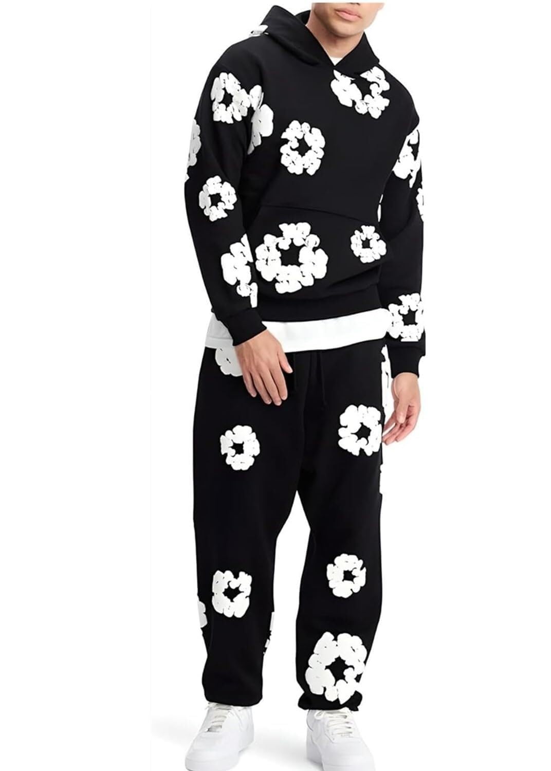 Chándal for Hombres y Mujeres, Conjunto de Traje Deportivo for Correr de 2 Piezas Chándal de Calle Y2K Hip Hop, Sudadera con Capucha y Pantalones Unisex, Traje Deportivo y cómodo A09