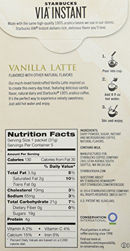 Starbucks Via Vanilla Latte - Pack of 3 - (15 Servings Total)