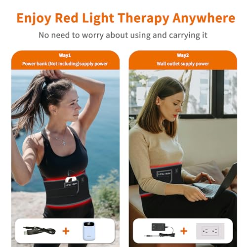LIFELT8UM Red Light Therapy Belt for Body Pain Relief, Infrared Light Therapy Wrap for Enhanced Muscle Recovery Shoulder Back Waist Pain Relief Pad,360 LED Beads with 660nm Red & 850nm Therapy Light - Image 4