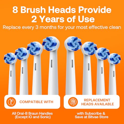 Image of Bitvae R1 Rotating Electric Toothbrush with 8 Brush Heads for Adults and Kids, 60-Day Battery Life, 5 Modes Rechargeable Power Toothbrush with 2-Minute Smart Timer, Black