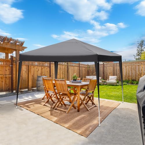 Bonnlo Pop Up Gazebo 3m x 3m Easy One Person Setup Instant Outdoor Canopy Folding Garden Gazebo Party Tent (Grey)