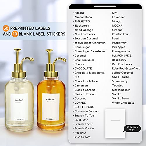 2 Pack 16.9Oz Coffee Syrup Dispenser For Coffee Bar With Labels And Gold Pump, 500Ml Syrup Bottles For Coffee Bar Home Bar, Bpa Free & Durable Transparent Glass Coffee Syrup Dispenser Bottles #TOP3