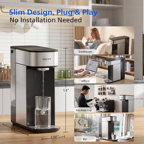 Image of PHILIPS Countertop Reverse Osmosis Water Filter, Installation-Free | NSF-certified 5-stage RO countertop system with Aquaporin Tech. Removes lead & TDS. Compact, plug-and-play