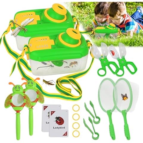 QuadPro Bug Catcher Kit for Kids - 2 Sets, Bug Catching Kit Includes Butterfly Net, Tweezers, Insect Clamp, Magnifying Glass & Learning Cards, Outdoor Toys for Children Ages 3-8 (Special Edition) Cover