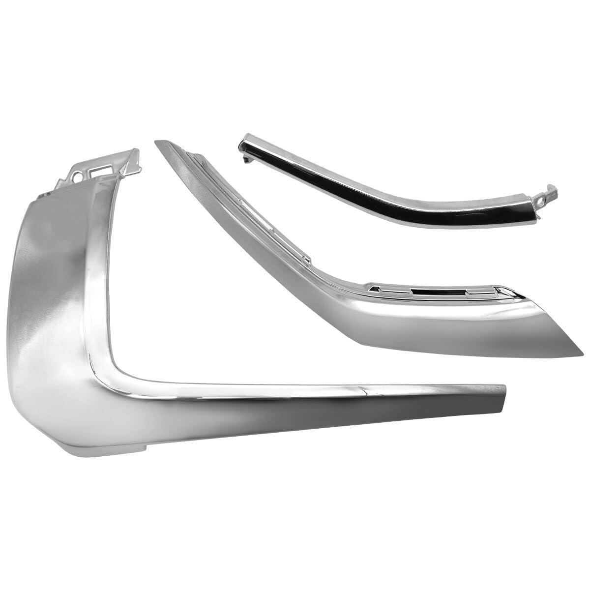RH Front Bumper Trim Molding Strip Compatible with 2016-2019 Mitsubishi Outlander, Chrome Right Passenger Side Trim Strip Molding Set 3 Pcs (Right/Passenger Side)