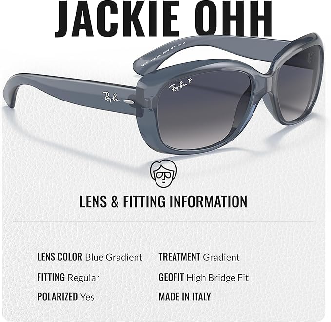 Image of Ray-Ban RB4101 JACKIE OHH TRANSPARENT Butterfly Shaped Sunglasses for Women with Official RAYBAN Eyewear Kit