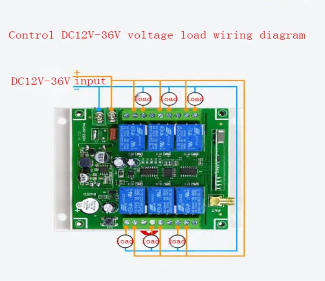 433 MHz Industriale DC 12 V 24 V 36 V 6 canali RF Telecomando con ricevitore e portata 20 – 200 m (1RF)