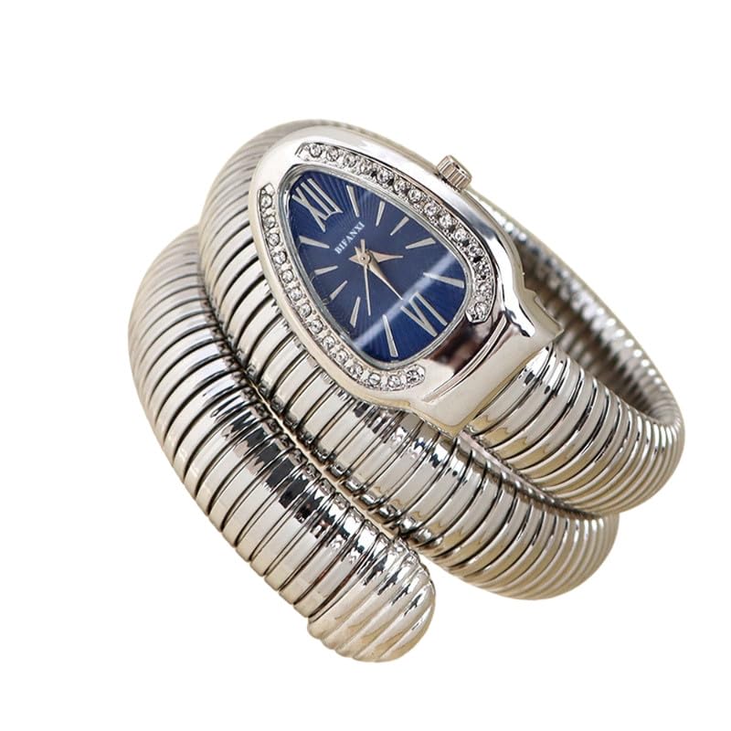 Image of Ladies Snake Bracelet Fashion Watch - Creative Quartz Design, Personality Oval Dial, 50m Waterproof
