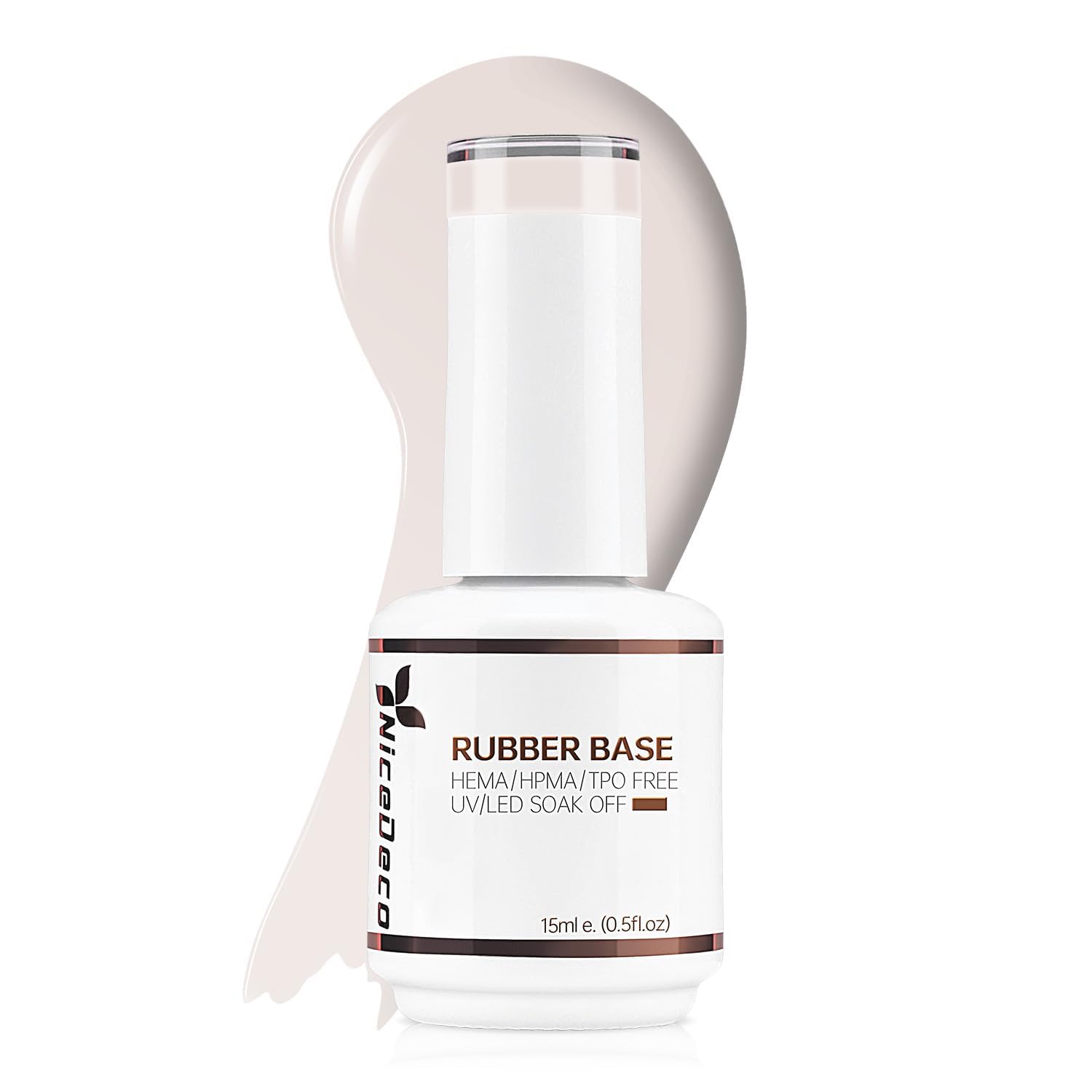 Nicedeco Base Rubber para Uñas Esmaltes Semipermanentes en Gel Base de Caucho UV/LED Soak-Off Colores Vibrantes y Duraderos 15ML 13