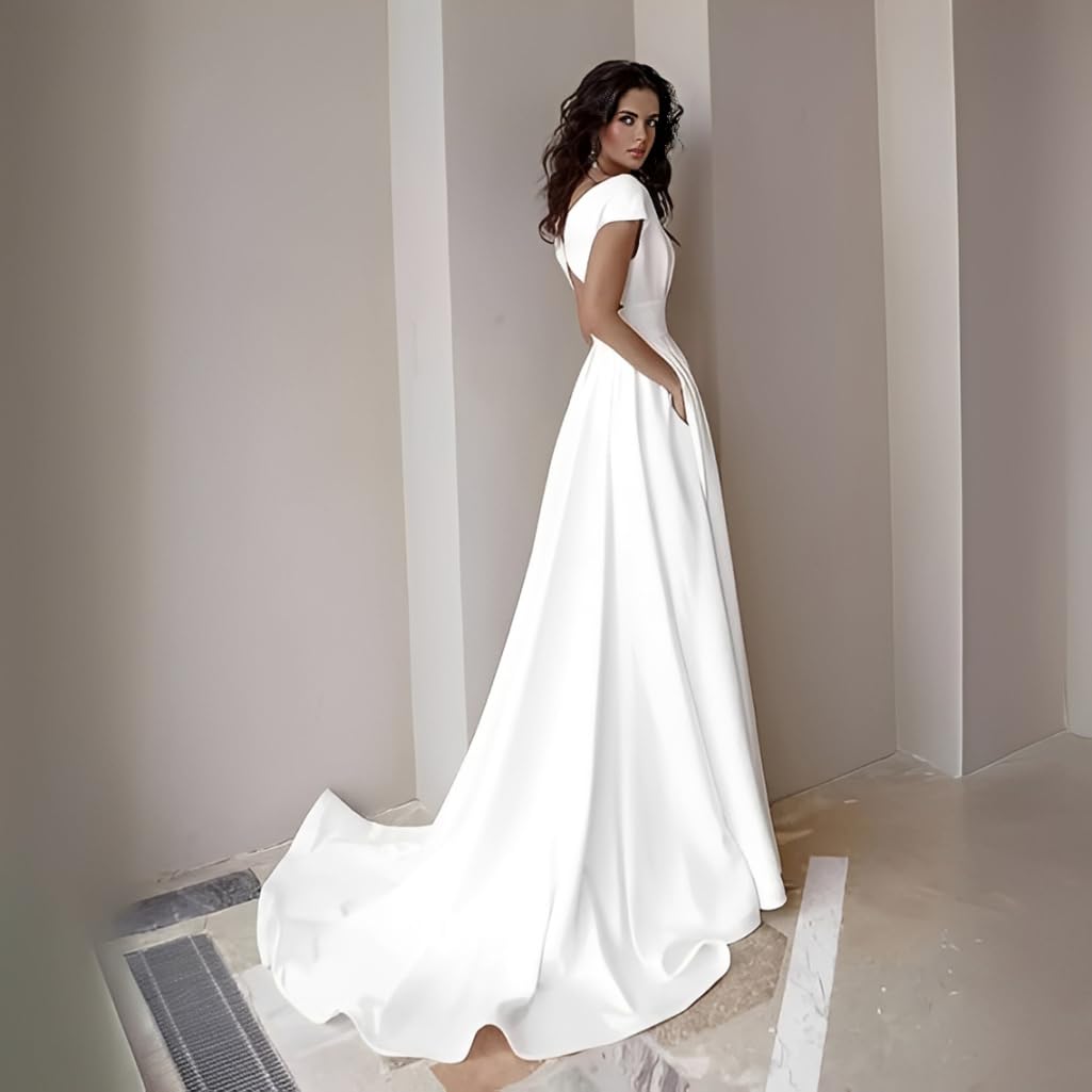 Vestiti da Cerimonia Donna Elegante Scollo a V Sexy Maxi Abiti Senza Schienale con Spacco Abito Lungo da Sera Linea ad A Vestito Moda Stile Impero per Feste Cocktail Nozze Banchetto