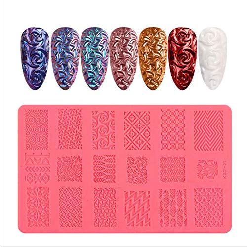4D Sculpture Nail Art Mold Set, Nail Art Silicone Printing Template Plastic Template 3D Relief, Silicone Manicure Tools, DIY Nail Art Printing Template (A)