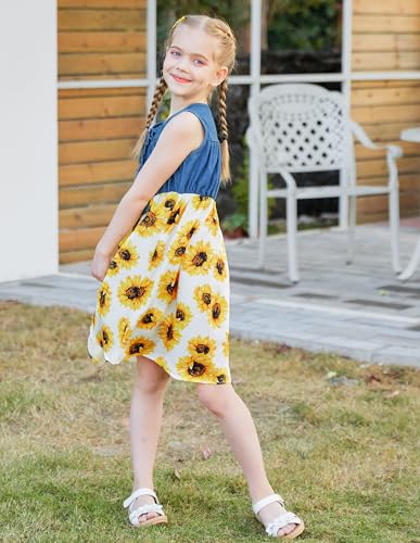 Little Girls Sleeveless Denim Dresses Casual Bowknot One-Piece Princess Sundress Tutu Skirt 2-8 Years3