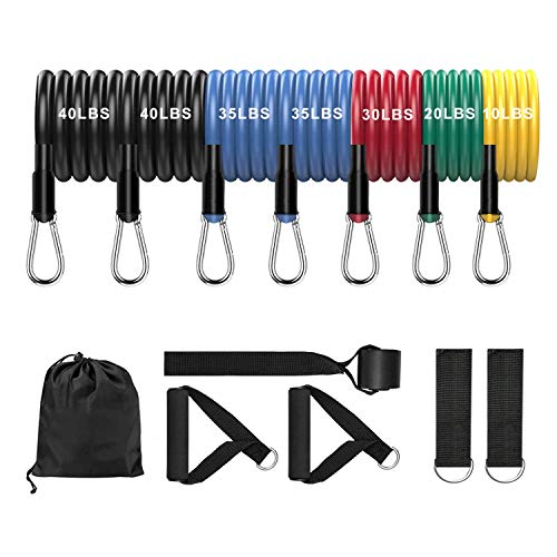 Resistance Bands Set of 7, Portable Exercise Bands with Carrying Box, Stackable Up to 210 lbs, for Home Fitness, Stretching, Strength Training