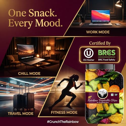 Image of Forest Found Rainbow Vegetable Chips 200 gm | 11+ Exotic Blend | Made with Real Veggies, Light & Crispy Healthy Snack | No Palm Oil, Gluten-Free | Crunchy Crisps| 11 Mix Veggie (Pack-200g)