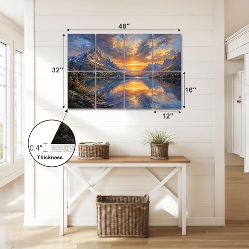 8 Pack de Paneles Acústicos Artísticos para Absorción de Sonido, Diseño de Lago Montañoso con Amanecer y Nubes, Paneles Decorativos Autoadhesivos para Estudios de Grabación en Casa 48"x32" miniatura 2