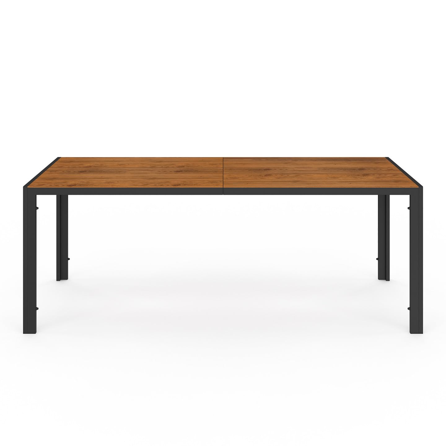 IDMarket - Salon de Jardin NOUMEA Table 190 cm Plateau Verre trempé Effet Bois et 8 chaises empilables Noir et Bois