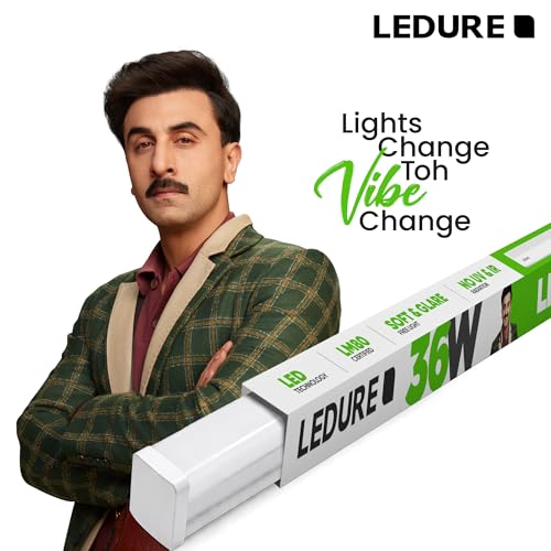 Image of LEDURE Linear 36W LED Batten Light 4 Feet | Pack of 2| 3600 Lumens Higher Brightness than 36W LED Tube Light | Cool Day White 6500K | Wall Ceiling Tubelight for Home, Living Room, Bedroom, Study