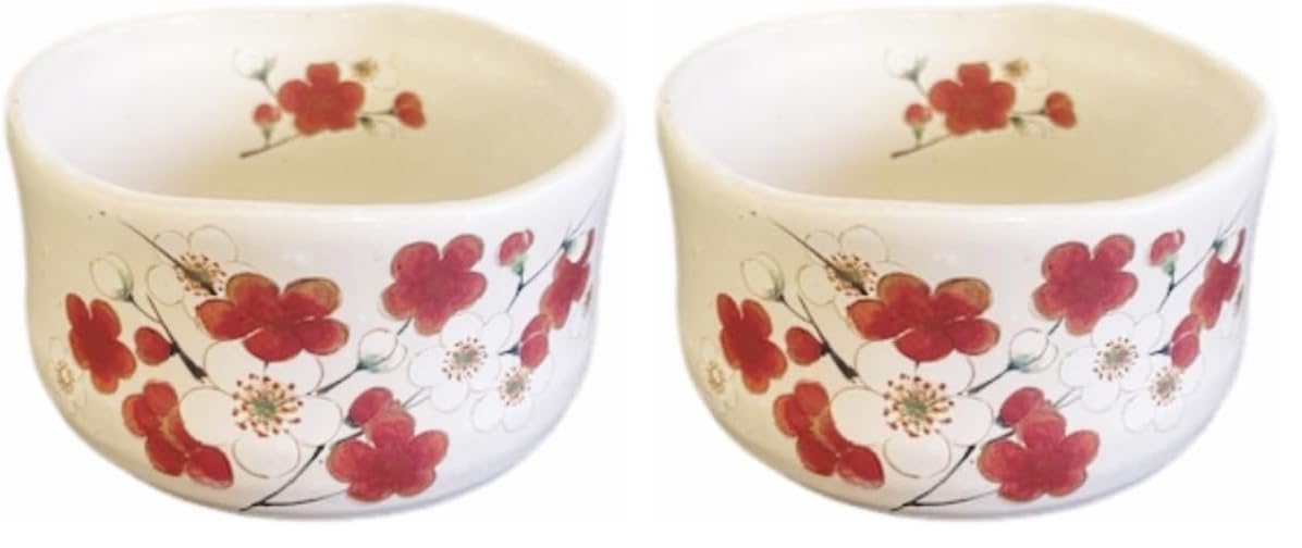 Mino Ware Matcha Bowl Plum Dot Pattern Ceramic Chawan 3.7in Made in Japan