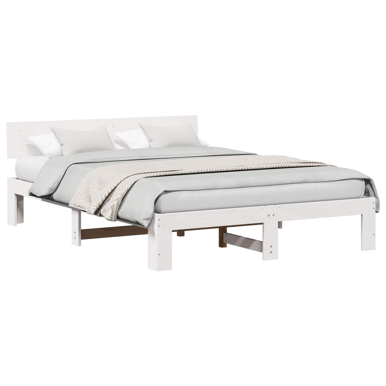 Pino massello Design moderno Letto matrimoniale Bianco